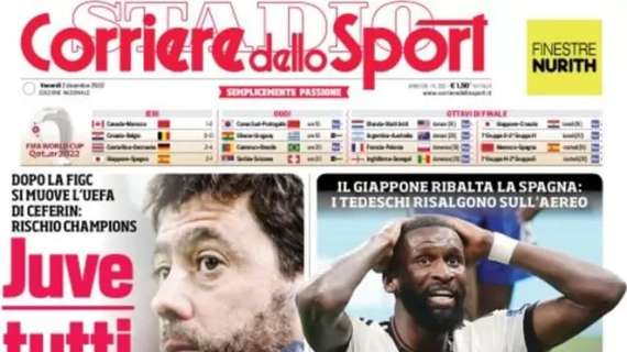 La doppia apertura del Corriere dello Sport: "Juve, tutti addosso" e "Germania, finisce qui"