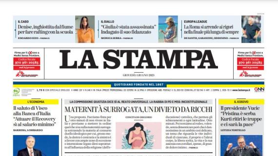 La Stampa apre: "La Roma si arrende ai rigori, nella finale più lunga di sempre"