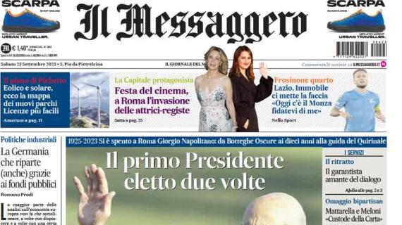 Il Messaggero in prima pagina: "Immobile pronto a trascinare la Lazio all'Olimpico"