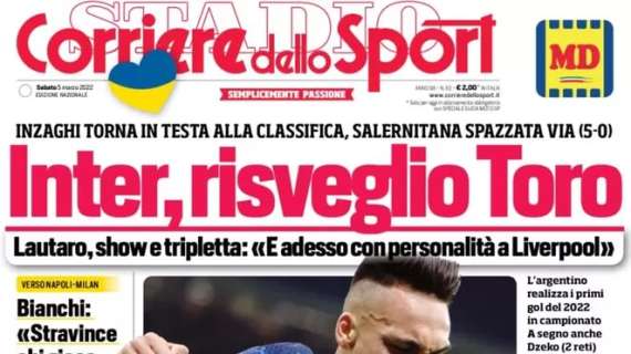 L'apertura del Corriere dello Sport: "Inter, risveglio Toro"