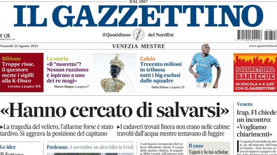 Quanti esuberi in Serie A. Il Gazzettino in prima pagina: "300 milioni di big esclusi"