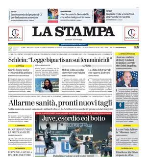 La prima pagina de La Stampa titola sulla squadra di Allegri: “Juve, esordio col botto"