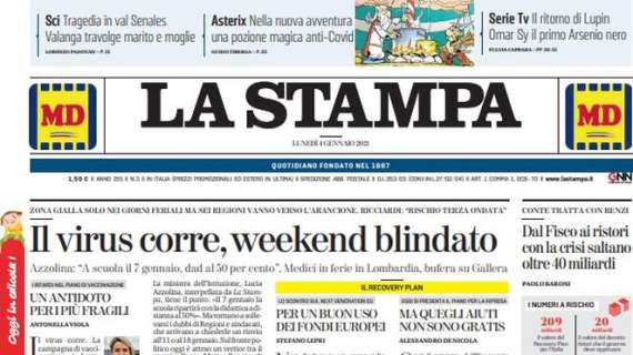 La Stampa in apertura: "Super Ronaldo, la Juventus lancia la sfida al Milan"