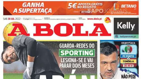 Le aperture portoghesi - Sporting, Adan finisce ko: per lo spagnolo stop di due mesi