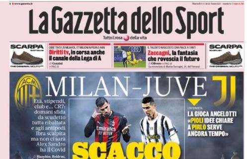 L'apertura de La Gazzetta dello Sport su Milan-Juventus: "Scacco alla regina"