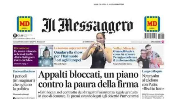 Il Messaggero: "Lukaku gol e rosso, la Roma resiste in 9"
