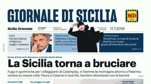 Giornale di Sicilia: "Ferrero sbarca a Palermo: 'Voglio i rosanero'"