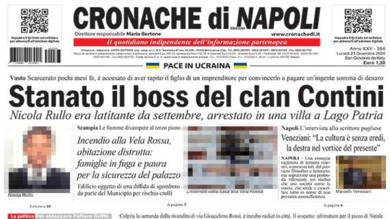 Cronache di Napoli: "Napoli, niente sorpasso. Ma con Conte si lavora anche a Natale"