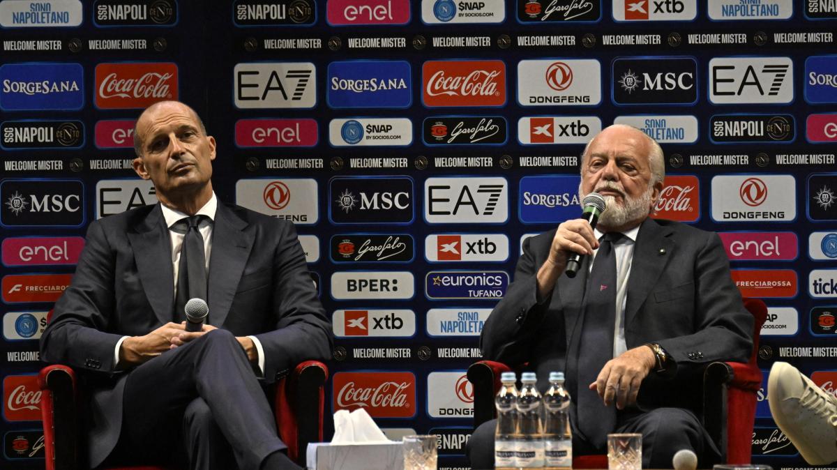 De Laurentiis scherza con Allegri: "Ma allora vuoi arrivare in finale di Champions?'