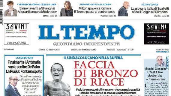 Il Tempo apre sul match degli azzurri: "La giovane Italia sfida il Belgio all'Olimpico"