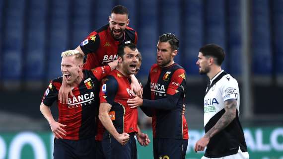 Udinese e Genoa si divertono. Ma al 45' la sfida è sull'1-1 fra Pandev e De Paul