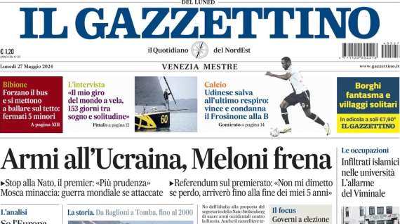 Il Gazzettino titola: "Udinese salva all'ultimo respiro, Frosinone condannato alla B"