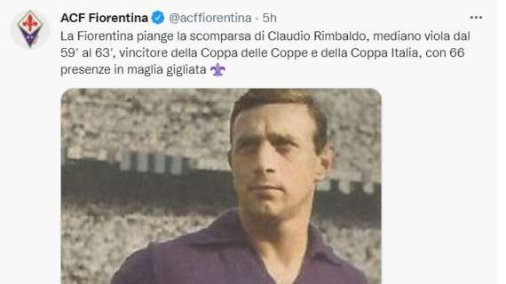 Lutto nel calcio, è morto Claudio Rimbaldo: vinse due Coppe con la Fiorentina