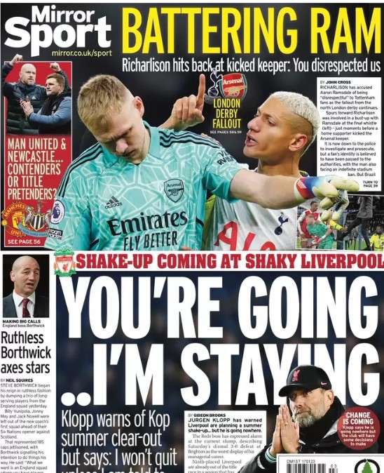 Le aperture inglesi - Rivoluzione Liverpool? Ma Klopp resta. Richarlison risponde a Ramsdale