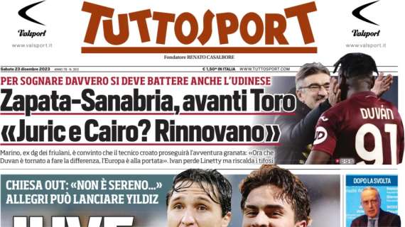 L'apertura di Tuttosport sui bianconeri:  "Juve, la Superlega è il Frosinone"