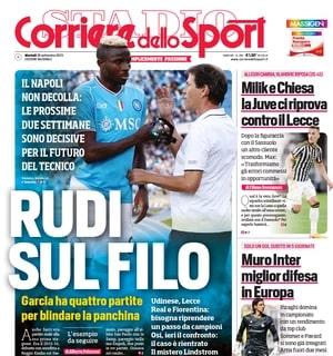 Il Corriere dello Sport apre in prima pagina sulla panchina del Napoli: "Rudi sul filo"