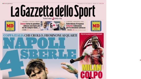 La Gazzetta dello Sport in apertura sulla Coppa Italia: "Napoli, quattro sberle"