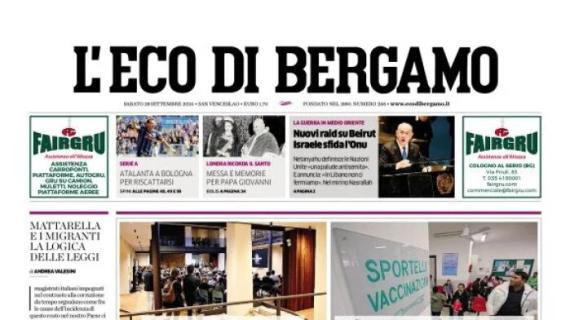 Eco di Bergamo in prima pagina:  "Atalanta a Bergamo per riscattarsi"