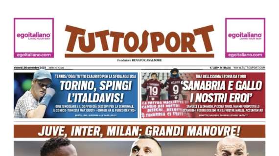 Tuttosport in apertura: "Juve, Inter e Milan grandi manovre: Zakaria, Brozovic, Pioli"