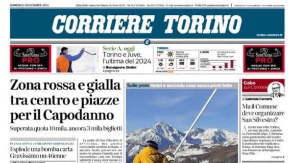 Corriere Torino in taglio alto di prima pagina: "Torino e Juve, l'ultima del 2024"