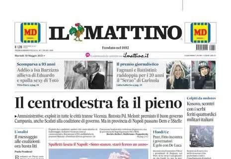 Il Mattino in prima pagina: "Spalletti, il passo d'addio al Napoli. Starà fermo un anno"
