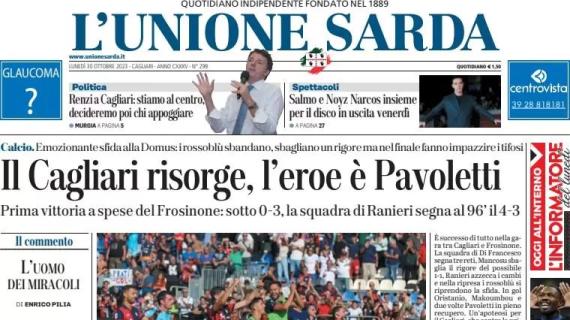 Pazza rimonta, L'Unione Sarda in prima pagina: "Il Cagliari risorge, l'eroe è Pavoletti"