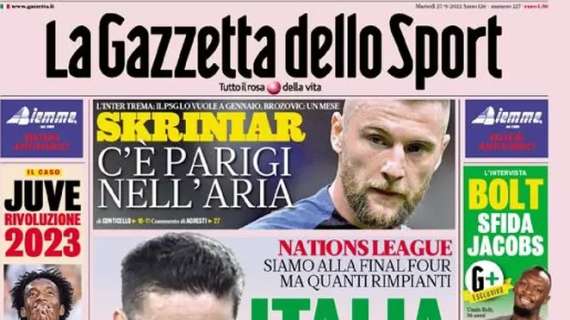 L’apertura odierna de La Gazzetta dello Sport sugli azzurri vincenti ieri: “Italia, gioia amara”