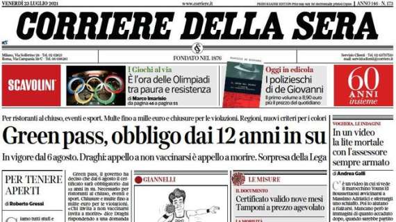 L'apertura del Corriere della Sera: "Serie A, i portieri italiani sono spariti"