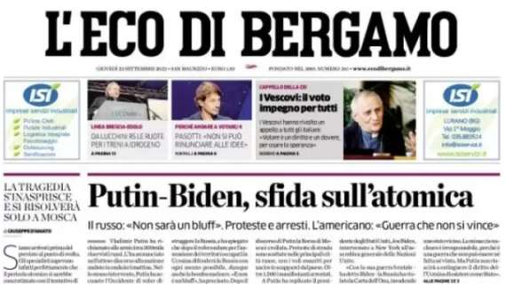 L'Eco di Bergamo in apertura sull'Atalanta: "Sette giocatori sognano una maglia in Qatar"