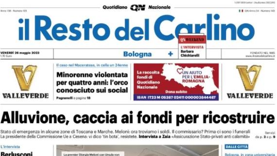 Il Resto del Carlino apre sul Bologna: "Arriva Saputo, faccia a faccia con Thiago Motta"