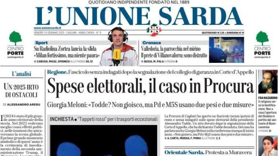 L'Unione Sarda: "Cagliari, Zortea lancia la sfida: 'Milan fortissimo, ma niente paura'"