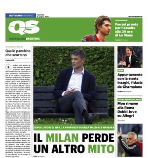 Maldini dà l'addio. QS titola così in prima pagina: "Il Milan perde un altro mito"