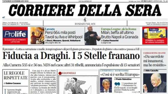 Il Corriere della Sera: "Milan, beffa all'ultimo. Brutto Napoli a Granada"