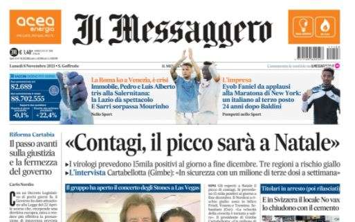 Il Messaggero: "Tris alla Salernitana. La Lazio dà spettacolo e Sarri sorpassa Mourinho"