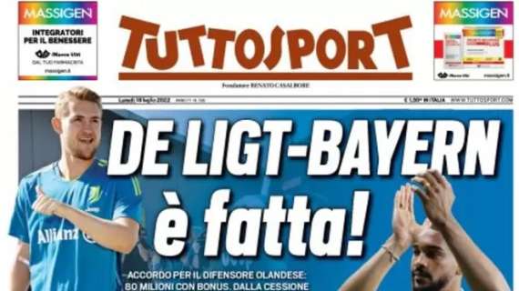 Tuttosport in prima pagina sulla cessione dell'ex Ajax: "De Ligt-Bayern è fatta!"