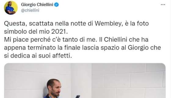 Chiellini pubblica la sua foto preferita del 2021: "Mi piace perché c'è tanto di me..."
