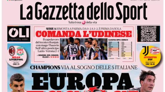 L'apertura della Gazzetta dello Sport sulla Champions League: "Europa eccoci"