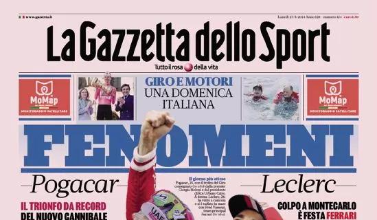 La prima pagina de La Gazzetta dello Spor: "Il Napoli e Conte pronti a ripartire"