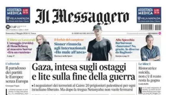 L'apertura in prima pagina de Il Messaggero: "Lazio, processo ultrà"