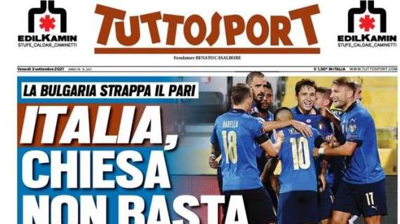 L'apertura di Tuttosport: "Italia, Chiesa non basta"