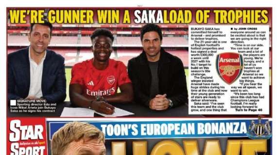 Le aperture inglesi - Saka rinnova con l'Arsenal. Budget di mercato extra per il Newcastle
