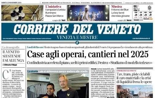 Il Corriere del Veneto in apertura: "Vive in Messico e tifa Venezia. Gli ultrà gli pagano l'aereo" 