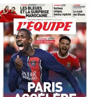 L'apertura di oggi de L'Equipe sul mercato in entrata del PSG: "Parigi accelera"