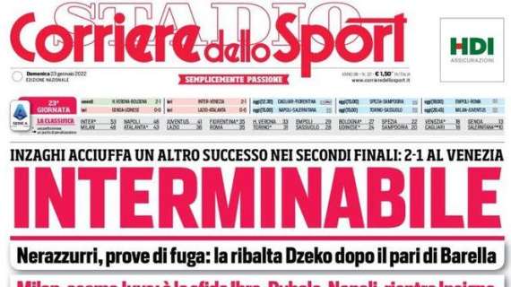 L'apertura del Corriere dello Sport sul successo al 90' dell'Inter: "Interminabile"