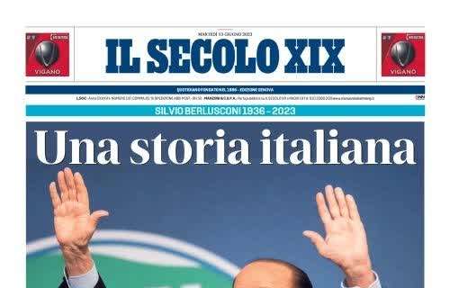 Il Secolo XIX celebra in apertura: "Silvio Berlusconi, una storia italiana"