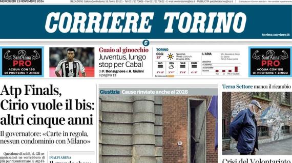 Corriere Torino in prima pagina: "Juventus, lungo stop per Cabal"