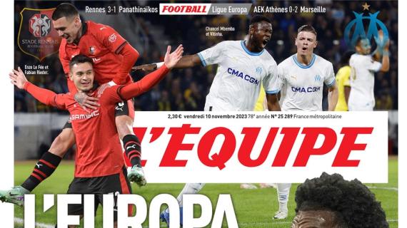L'Equipe apre con gli exploit in campo europeo delle francesi: "L'Europa Ligue 1"