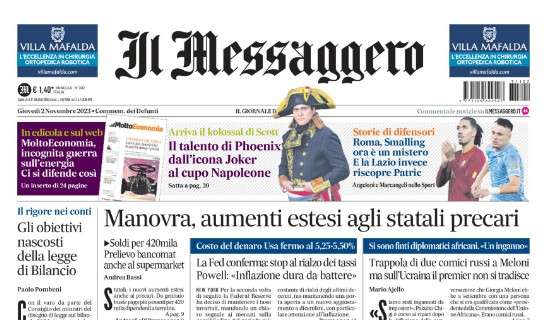 Il Messaggero in apertura: "Roma, Smalling ora è un mistero. La Lazio riscopre Patric"