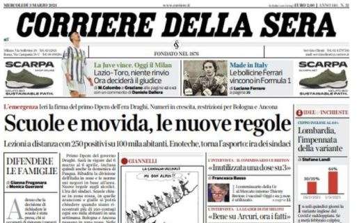Il Corriere della Sera: "Lazio-Toro, niente rinvio. Ora deciderà il giudice"