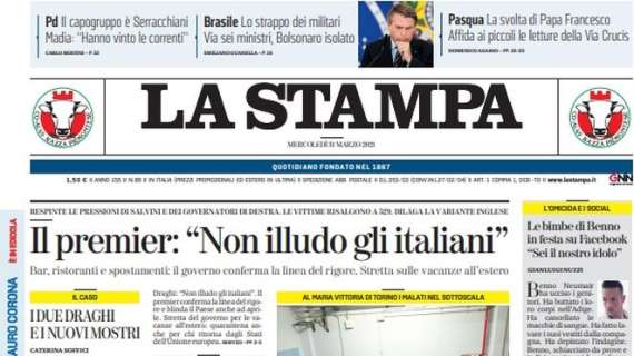 L'apertura odierna de La Stampa sul ct Mancini: "A un passo da Lippi"